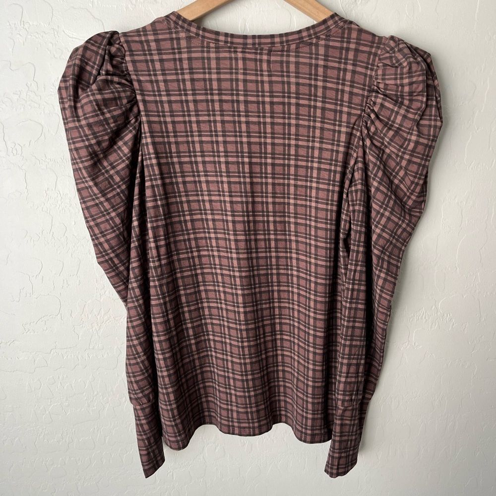 Nation LTD Romy Puff Long Sleeve Plaid Top Tartan Plaid Size Small - Picture 4 of 8